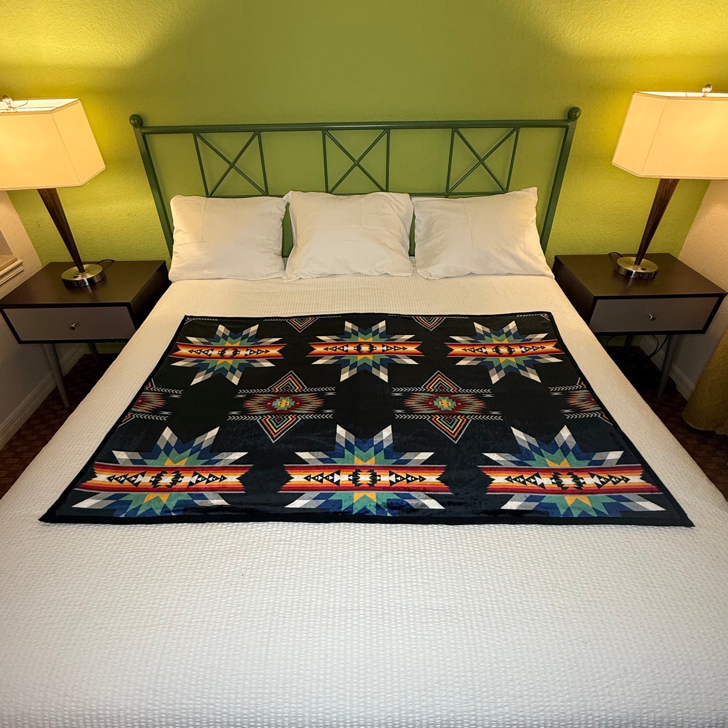 Reversible Tan/Black Star Baby Throw Blanket