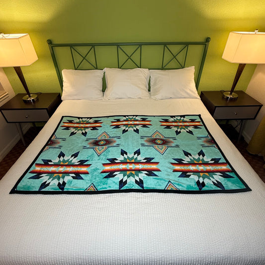 Reversible Mint/White Star Baby Throw Blanket