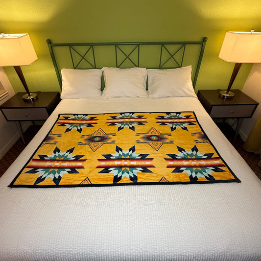 Reversible Yellow/Black Star Baby Throw Blanket