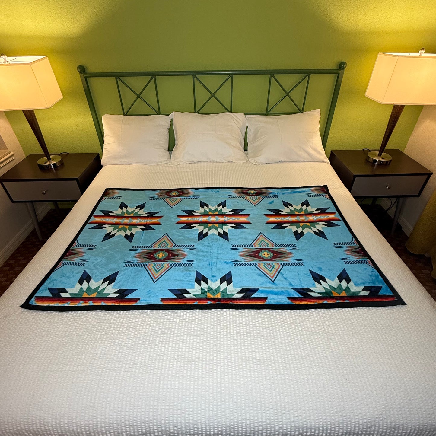 Reversible Sky Blue/Black Star Baby Throw Blanket