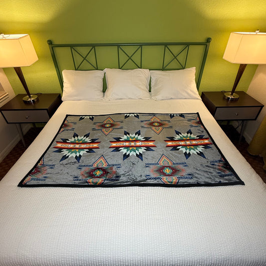 Reversible Grey/Black Star Baby Throw Blanket