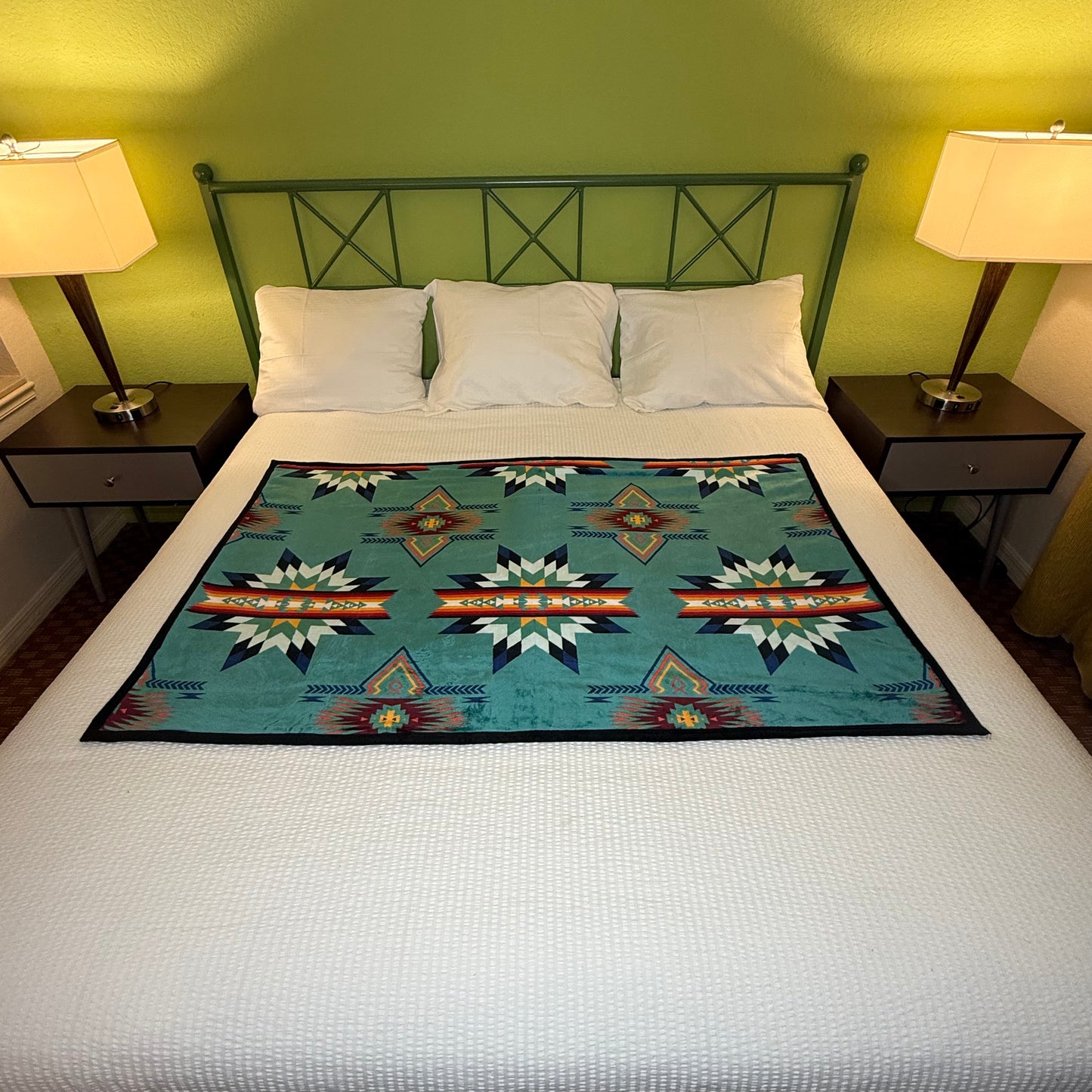 Reversible Sage/Black Star Baby Throw Blanket