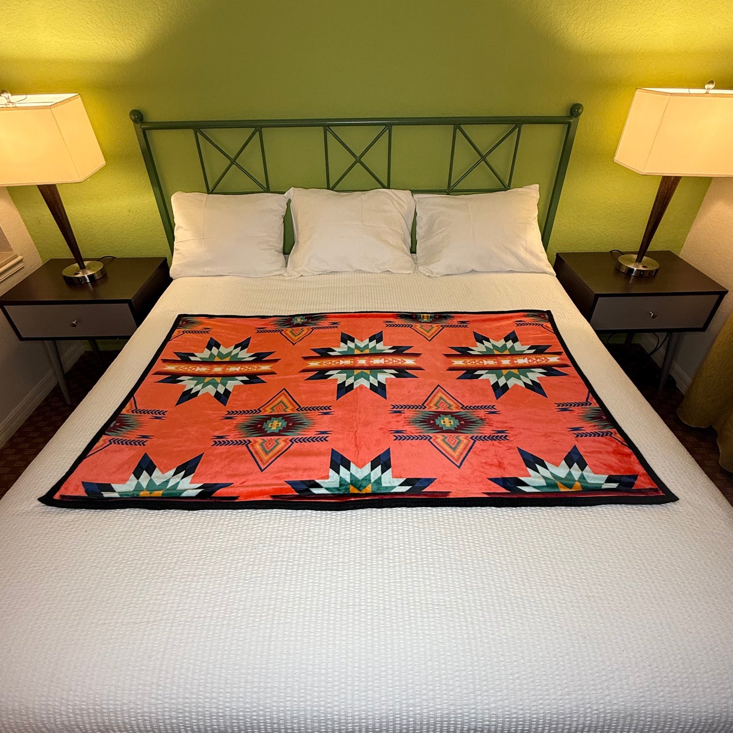 Reversible Orange/Mint Star Baby Throw Blanket