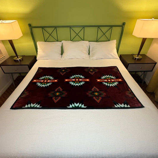 Reversible Maroon/Black Star Baby Throw Blanket