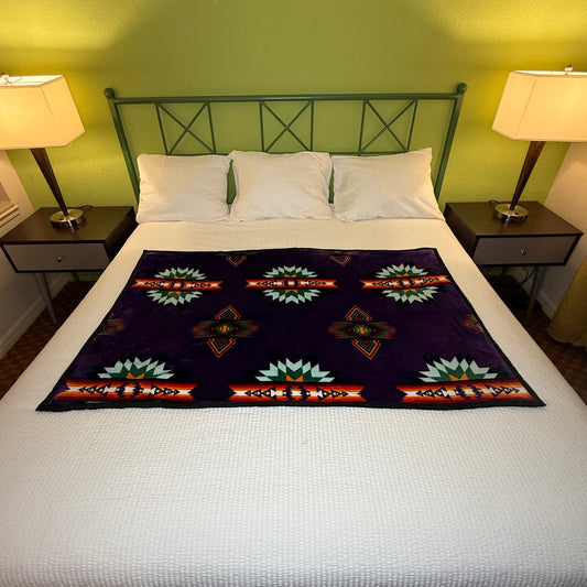 Reversible Dark Purple/Black Star Baby Throw Blanket