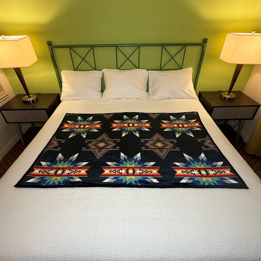 Reversible Yellow/Black Star Baby Throw Blanket